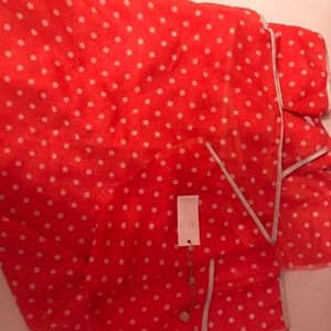 Orange white polka dot shawl